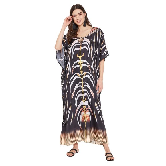 Womens Evening Party Dresses Plus Size Caftan Coverup Abstract Maxi Gown - Picture 2 of 8